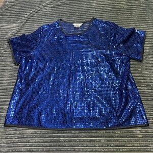 Vintage Blair Boutique Dazzling Blue Sequin Women's Top 3X